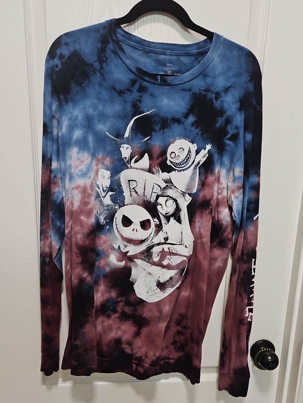 Disney Tie-Dye The Nightmare Before Christmas Long Sleeve Tee - Blue & Maroon